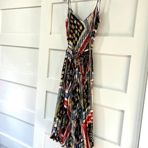 Mango Suit Nautical Pleated Midi Strappy Dress Size 4